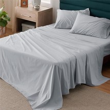 100% Cotton Sheets Twin Size - Soft Percale Sheets, 3 Pieces Grey Sheet Set, Bre - £54.82 GBP