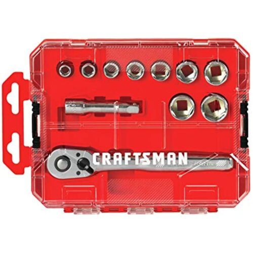 CRAFTSMAN Socket Set with Ratchet, SAE, 3/8-Inch Drive, 11-Piece (CMMT12... - $43.03