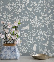 Timeet Peel And Stick Wallpaper Grey Floral Wallpaper 16.14&quot;X118.11&quot; - £25.72 GBP