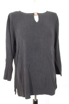Talbots XL Black Cotton Rayon Knit Keyhole-Neck Sweater - £17.86 GBP
