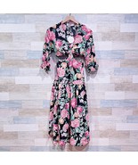 Petal &amp; Pup Floral Cut Out Tara Maxi Dress Black Pink Ruffle Sleeve Wome... - $89.09