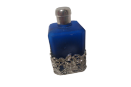  Cobalt Blue Glass Empty Perfume Bottle In Silver Plated Flower Filigree 4&quot;T - £11.69 GBP