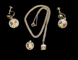 Vintage Order of Pythian Sisters Set-10KT Enamel Pin- 12K GF Necklace- Earrings - £123.27 GBP