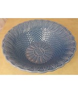 Blue Basket Style Ceramic Serving Bowl Made in Portugal Salad Fruit Snac... - £15.49 GBP