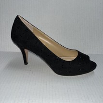Carmen Marc Valvo Faith Black Fabric Sequin Heels Shoes Size 7.5 NWOB - $38.61