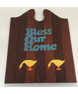 Handcrafted vintage wood plaque bless our home country cottage decor ducks - $19.75