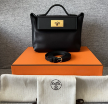 Hermes $9850 24/24 Black Leather Bag ! New.! - $12,820.50