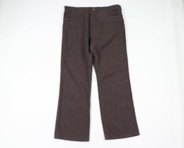 Vtg 70s Wrangler Mens 34x29 Wide Leg Bell Bottom Knit Chino Pants Heather Purple - £100.48 GBP