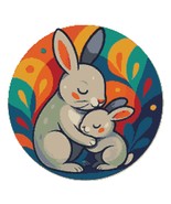 A female hare hugs a baby hare on a colored background - Cross Stitch Pa... - $93.40 MXN