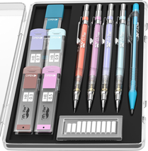 - Pastel Mechanical Pencil Set with Black Lead and Eraser Refills, Clear Barrel, - £11.88 GBP