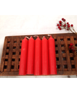 Unscented 4&quot; Inch Taper Candle Red set of 5 Decoration Crafting Christma... - £5.72 GBP