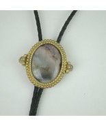 Vintage Bolo Tie Polished Stone in Gold Tone Bead Frame Cowboy Western A... - £7.82 GBP