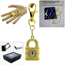 Pocket Watch Gold Color Women Pendant Watch 2 Ways - Key Ring and Neckla... - $20.49