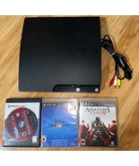 Sony PlayStation 3 Slim PS3 120GB Black Console CECH-2001A W 3 Games & A/V Cable - $103.95