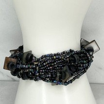 Dark Iridescent Beaded Stretch Bracelet - £5.52 GBP