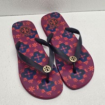 Tory Burch Thong Flip Flops Sandals Women&#39;s Size 9 Purple Blue Pink Flowers - $34.55