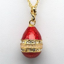 Red Egg Pendant Necklace with crystals by Keren Kopal - $39.60