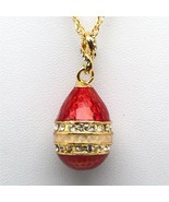 Red Egg Pendant Necklace with crystals by Keren Kopal - $55.26 CAD
