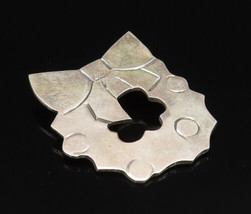 MEXICO 925 Silver - Vintage Etched Bow Tie On Wreath Brooch Pin - BP9674 - £63.37 GBP