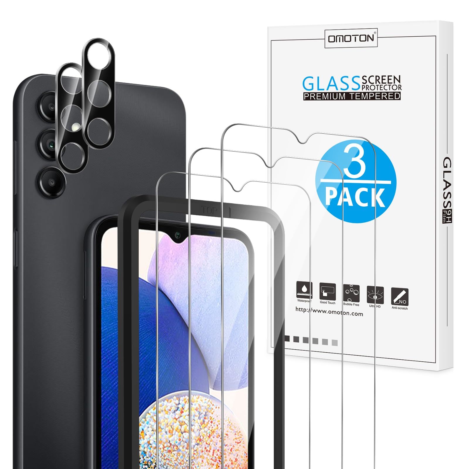 OMOTON Screen Protector for Samsung Galaxy A14 5G, [3+2 Pack] for A14 screen pro - £14.45 GBP