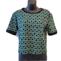 Zara Womens Size Large Cropped Shirt Geometric Green - £13.96 GBP