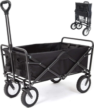 Collapsible Folding Outdoor Utility Wagon, Beach Wagon Cart with All Terrain Whe - £80.79 GBP