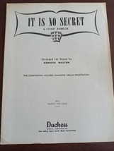 It Is No Secret by Stuart Hamblen 1950 arranged for organ Sheet Music Vintage - £69.49 GBP