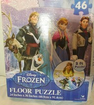 46  Pc Jigsaw FLOOR PUZZLE  DISNEY FROZEN EX LARGE  24X36&quot; OLAF ELSA - $18.00