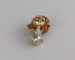 Vintage White &amp; Amber Colored Jeweled Angel With Gold Tone Halo Lapel Ha... - £6.63 GBP