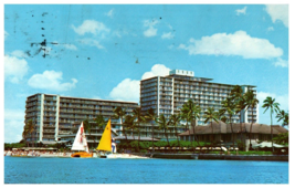 Reef Hotel on the beach at Waikiki Hawaii Postcard w Map on Back 1970 - £20.22 GBP