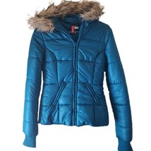 Divided byy H&amp;M Fitted Puffer Coat Fur Trim Hood - $19.25