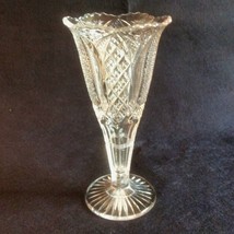 Tall Vintage Bud Vase Cut Glass Flower Holder Elegant Home Decor - £27.17 GBP