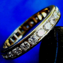Earth mined Diamond Deco Channel Wedding Band Eternity Anniversary Ring Size 6.5 - £2,180.55 GBP