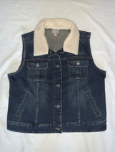 J Jill Dark Blue Jean Denim Button Vest Stretch J. Jill Size Medium womens - $29.21