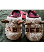 NEW Child Size 13-1 Baby Deer Slippers Red Plaid Sherpa Top Slip-On - £9.49 GBP