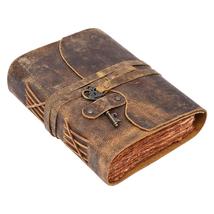 Handmade Vintage Leather Diary, Vintage Handmade Pages, Antique Key Clos... - £39.50 GBP