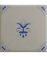 Blue and White Tile Delft Style Lilly and Oxen wall tile  - £6.39 GBP