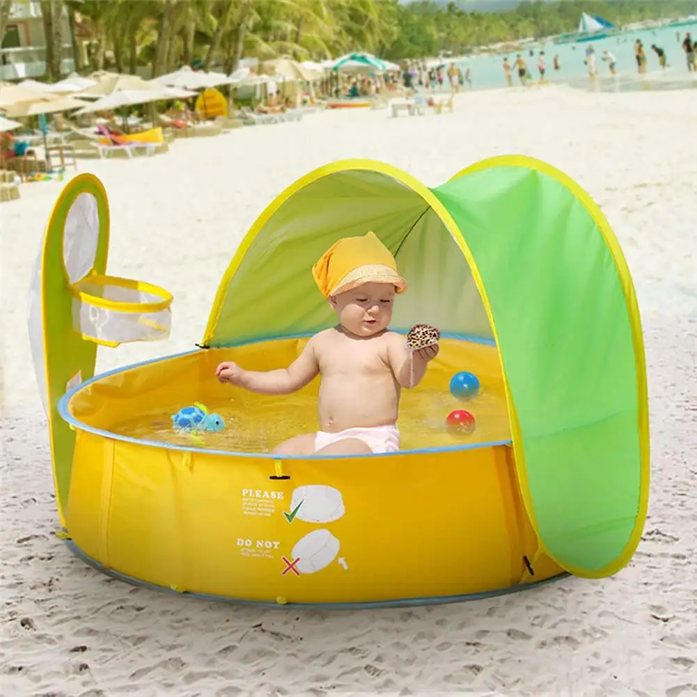 Foldable Baby Kids Swimming Pool Outdoor Beach Anti Sun Swimming Pools for Kids - £44.90 GBP