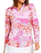NWT Ladies IBKUL Amelia Pink Coral Long Sleeve Mock Golf Shirt - M &amp; L - £47.03 GBP