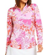 NWT Ladies IBKUL Amelia Pink Coral Long Sleeve Mock Golf Shirt - M L XL - $1,144.28 MXN