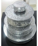 NauticalMart Silver Finish Round Wedding &amp; Party Cake Stand Set Of 4 - £188.84 GBP