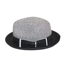 Men's Bently Soft Fedora Briad Straw Hat Stingy Brim Gino Gi210 Black White image 5