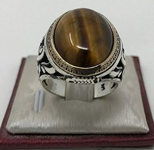 925Sterling Silver Natural Certified 5Ct Oval Tiger Eye Valentine Men Ring US6.5 - £25.43 GBP