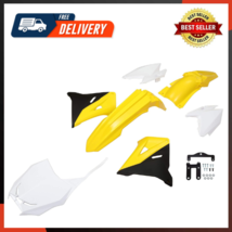 Plastic Body Kit White+Yellow+Black Compatible With 2001-2008 Suzuki RM 125/250 - £120.83 GBP