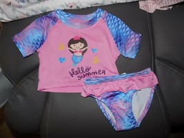 Swiggles  2PC Mermaid Hello Summer Baby Bathing Swim Suit Size 12M Girl&#39;... - £10.33 GBP