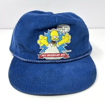 Vintage 90’s Homer Simpson Corduroy Rope Hat Snapback Cap Blue Why You L... - $552.67 MXN