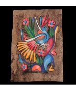 Vtg Aztec Style Painting Bark Paper Hand Painted Campos Imports Mexico E... - $59.99
