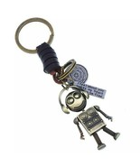 Vintage Bronze Alloy Earphone Robo Pendant Keychain Trendy Backpack Keyring - $114.04 MXN