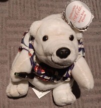 Vintage 1998 Coca-Cola Stuffed Plush Boy Polar Bear In Shirt - $29.70