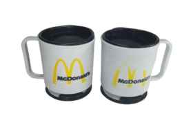  Lot of 2 McDonald&#39;s Coffee Travel MUG Plastic CUP 80s 90s Gray Yellow - £10.25 GBP